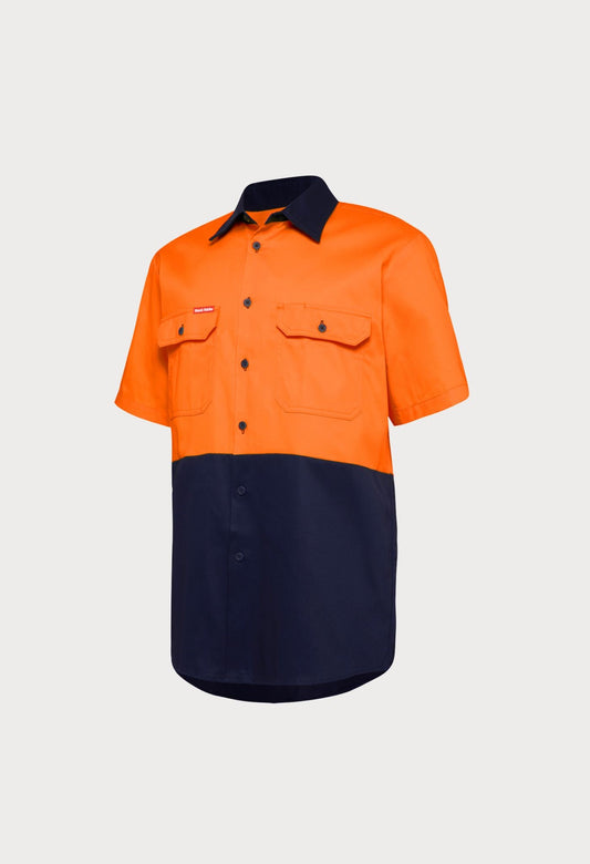 HARD YAKKA S/SL L/WEIGHT DRILL 2 TONE VENTILATED SHIRT