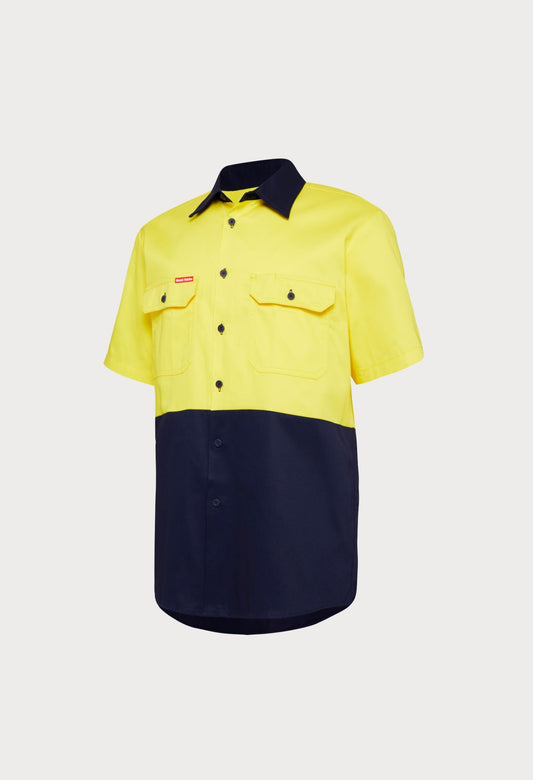 HARD YAKKA S/SL L/WEIGHT DRILL 2 TONE VENTILATED SHIRT
