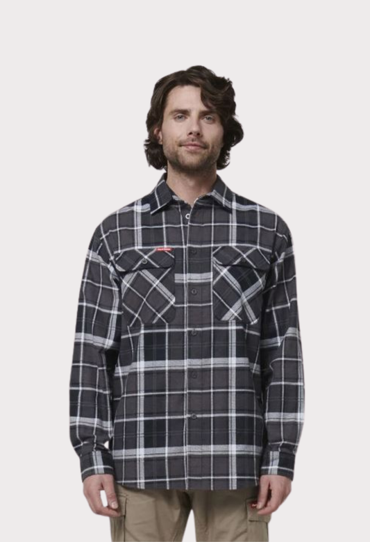 HARD YAKKA CORE LONG SLEEVE CHECK FLANNEL SHIRT