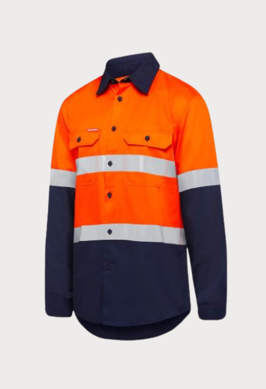 HARD YAKKA CORE HV LONG SLEEVE LW SPLICED TPD VTD DRILL SHIRT