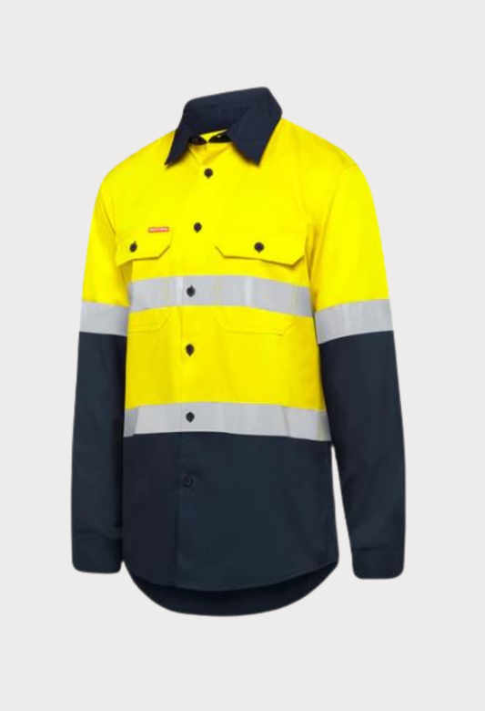 HARD YAKKA CORE HV LONG SLEEVE LW SPLICED TPD VTD DRILL SHIRT