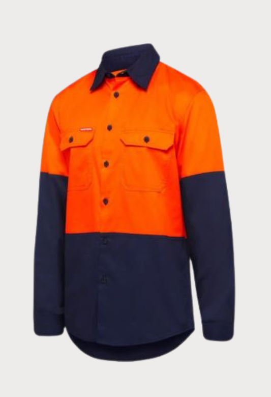 HARD YAKKA SHIRT LONG SLEEVE 2 TONE VENTED