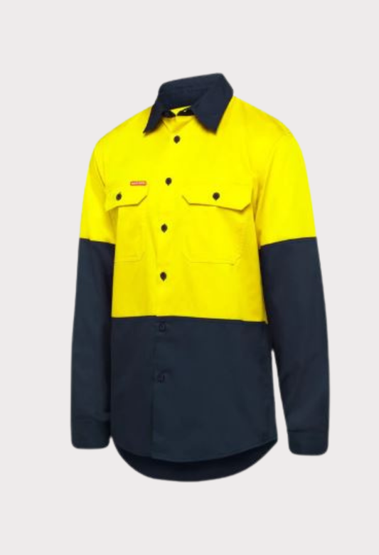 HARD YAKKA SHIRT LONG SLEEVE 2 TONE VENTED
